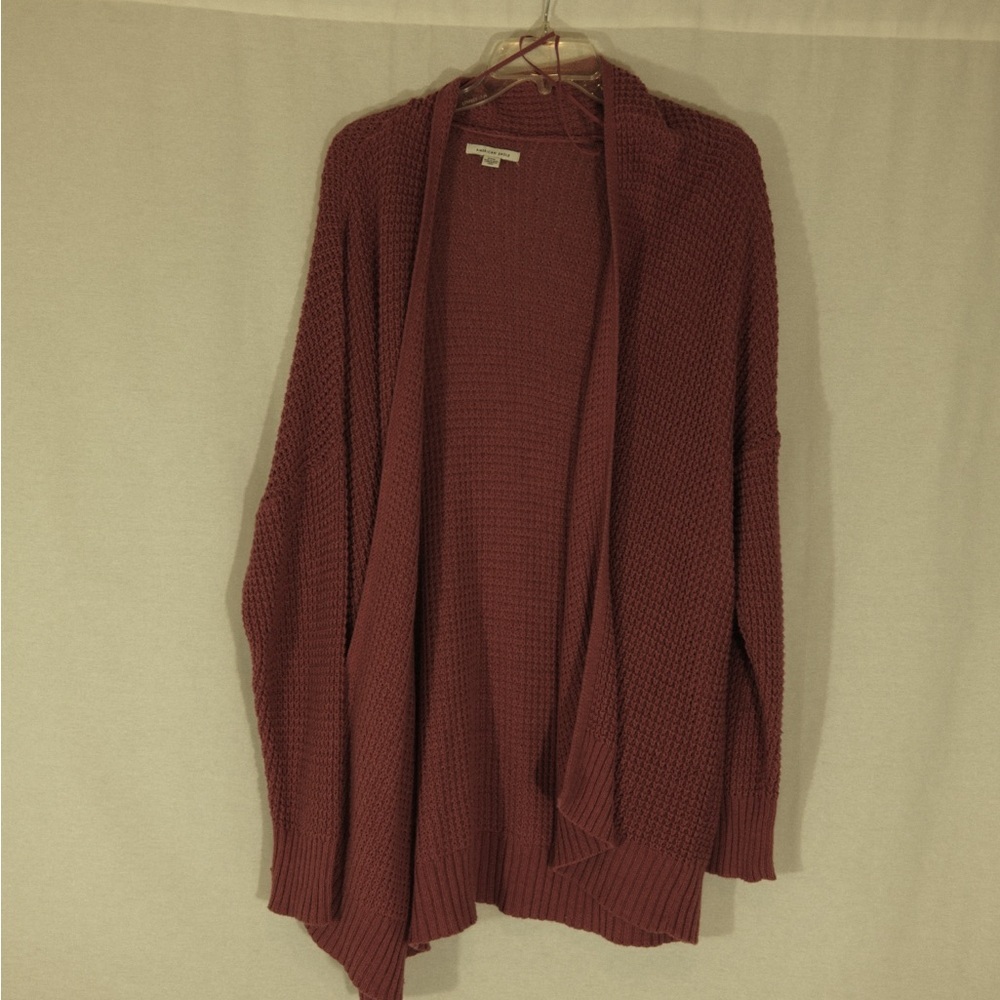American Eagle Waffle Knit Long Sleeve Open Cardigan